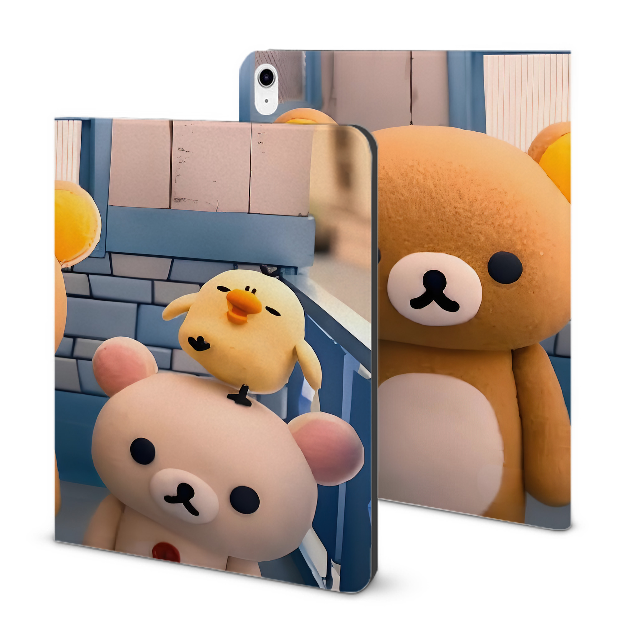 （画像用） リラックマ リラックマ キイロイトリ Rilakkuma Korilakkuma Kiiroitori IPad ケース ブック型 PUレザー TPU 耐衝撃 軽量 薄型 ペン収納なし 全面保護 IPad 各モデル対応